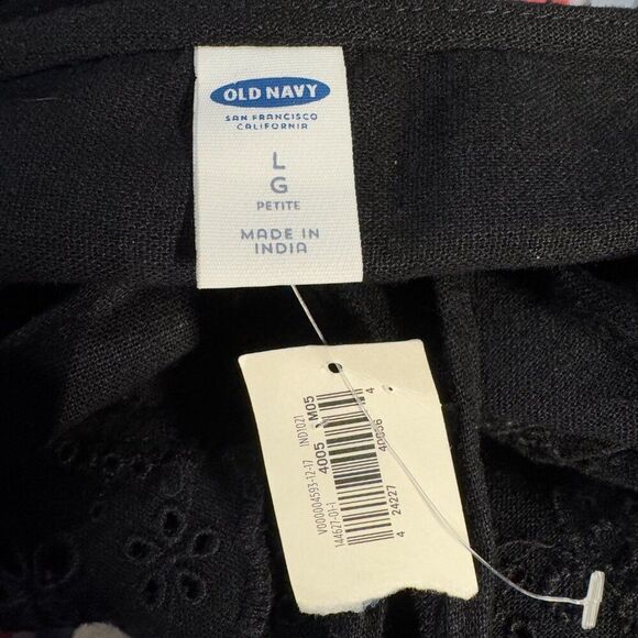 NWT Old Navy Womens L Petite Black Dress Linen Mix Eyelet Cap Sleeves - Picture 7 of 8